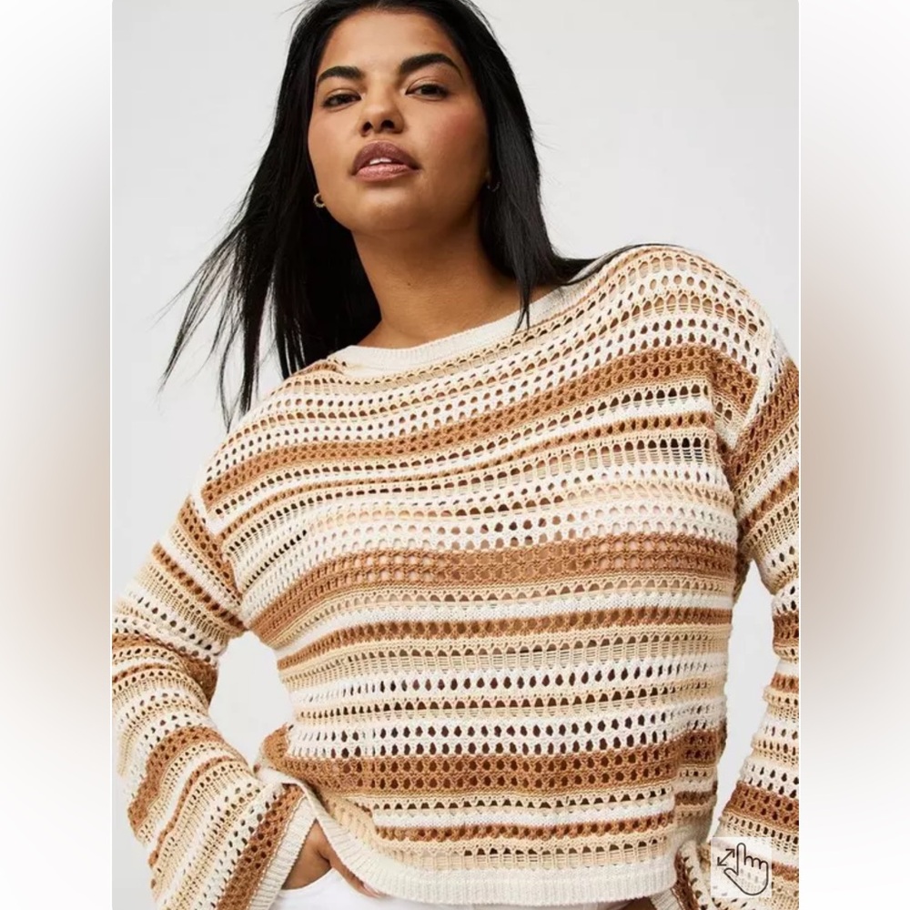 Torrid Open Stitch Wide Sleeve Crop Pullover
